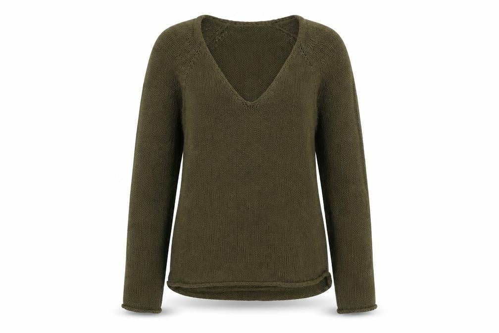 Front view of H&M women’s green jumper, size S