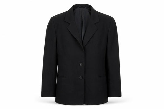 Front view of Preowrn men’s black jacket, size 40