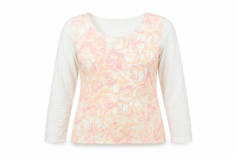 Text Womens White Floral  Pullover Jumper Size M