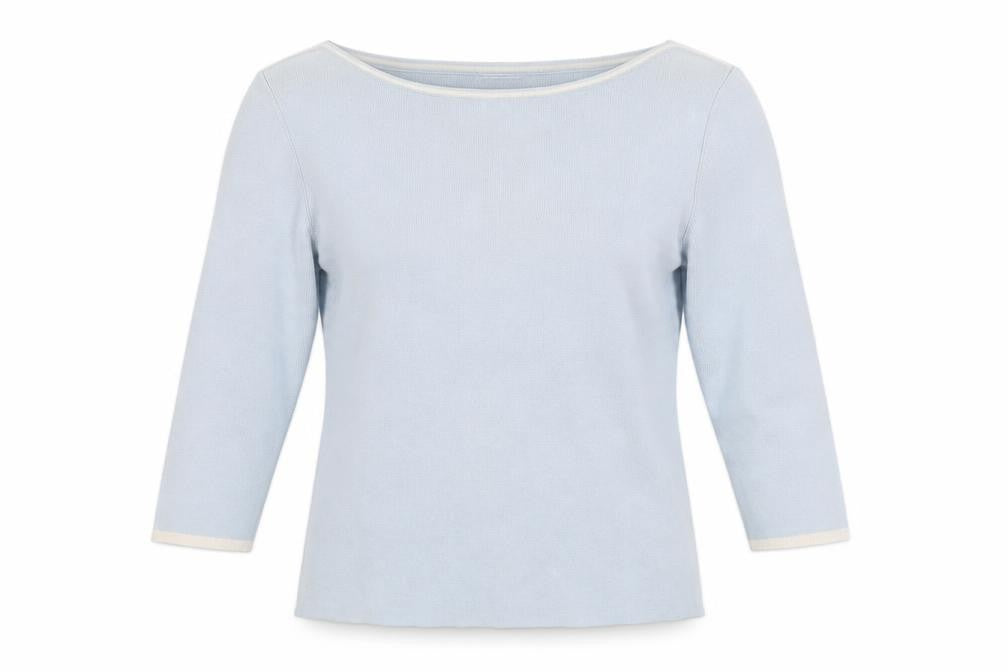Front view of Debbie Morgan women’s blue jumper, size M