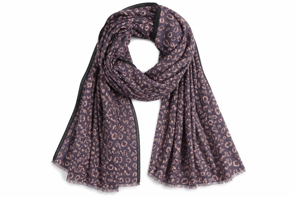 Front view of Preworn unisex purple shawl/wrap