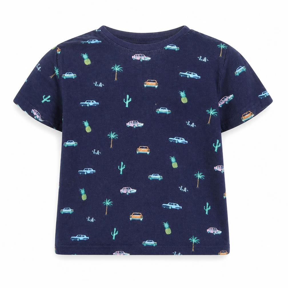 Front view of Primark girls’ blue basic t-shirt, size 4-5, years