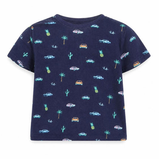 Front view of Primark girls’ blue basic t-shirt, size 4-5, years