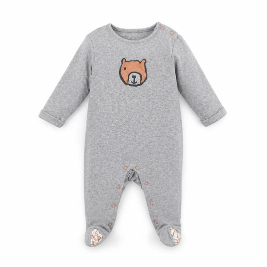 Front view of Marks & Spencer Baby Grey Babygrow One-Piece, size 6-9, Months
