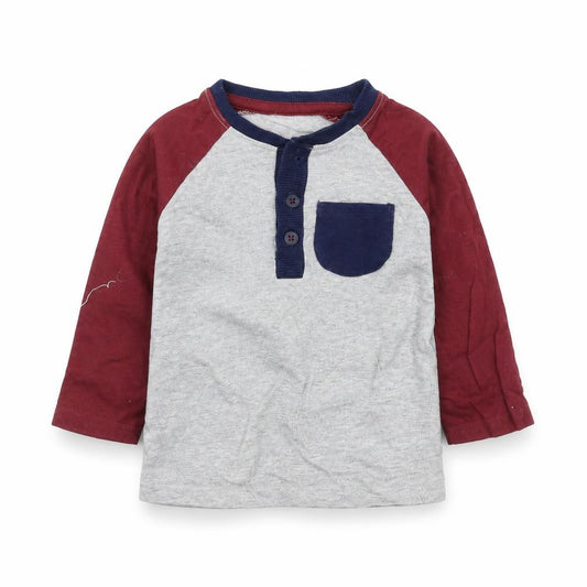 Front view of George Baby Grey Basic T-Shirt, size 6-9, Months