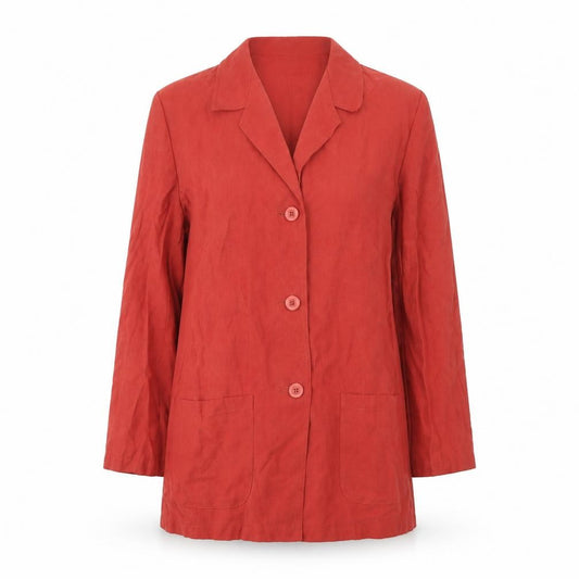 Front view of Marks & Spencer women’s red jacket blazer, size UK 12