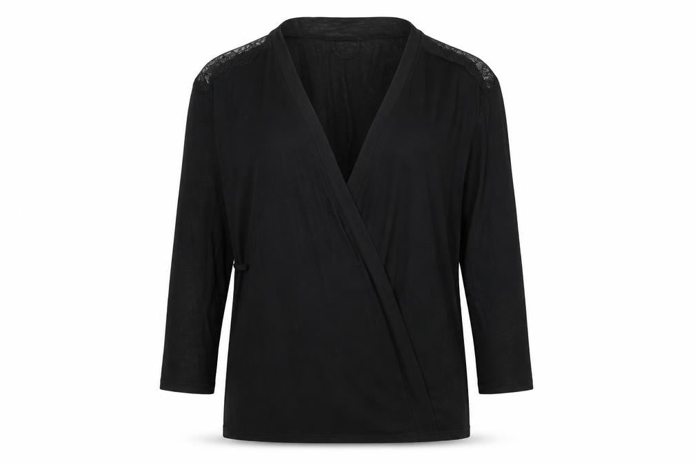 Front view of George women’s black wrap jumper, size UK 12