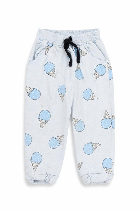 Front view of Be ou girls’ blue solid cami pyjama pants, size 18-24, months