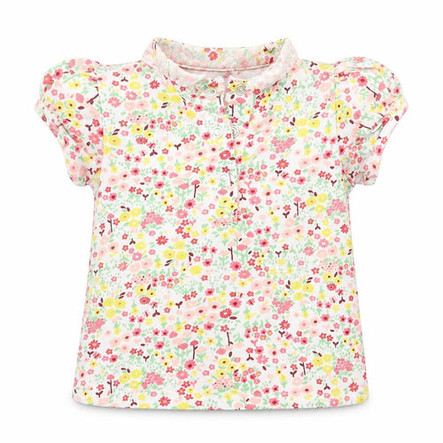 Nutmeg Girls White Floral  Basic T-Shirt Size 3-6 Months