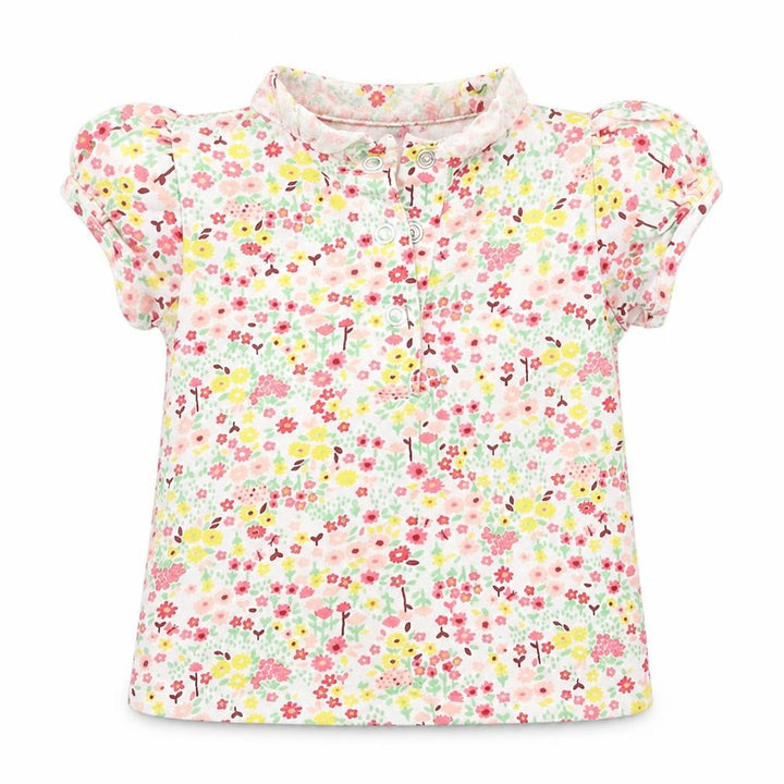Nutmeg Girls White Floral Basic T-Shirt Size 3-6 Months