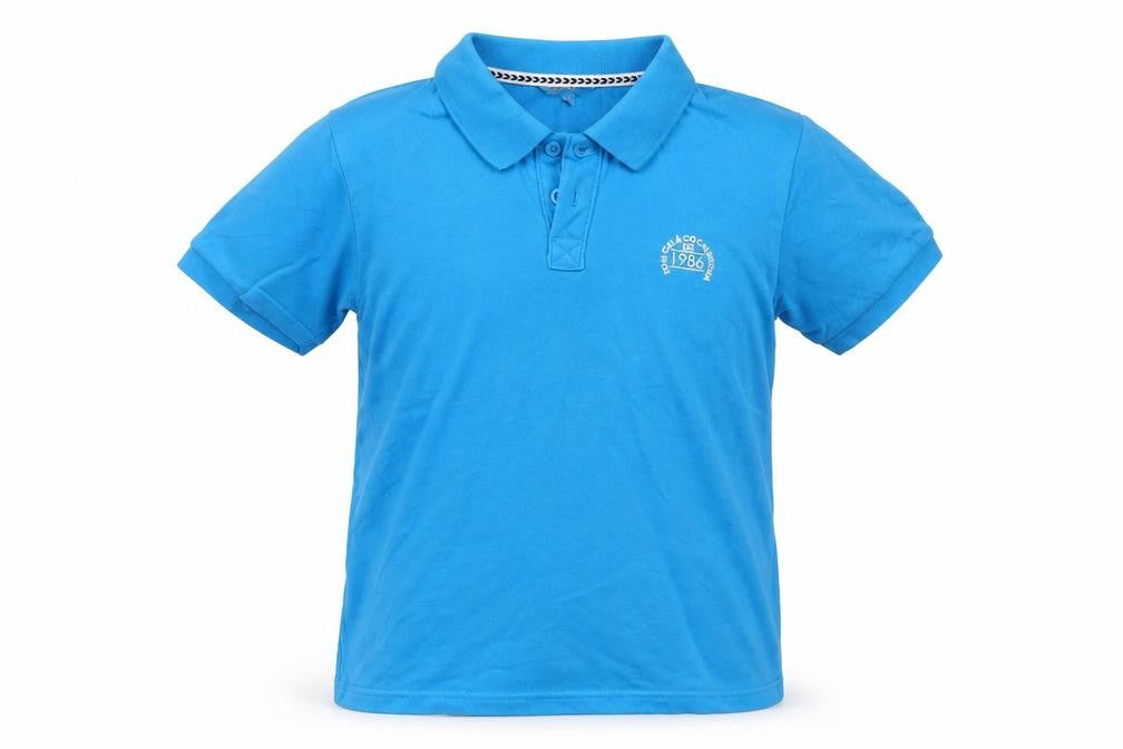 Front view of SoulCal boys’ blue basic polo, size 12, months