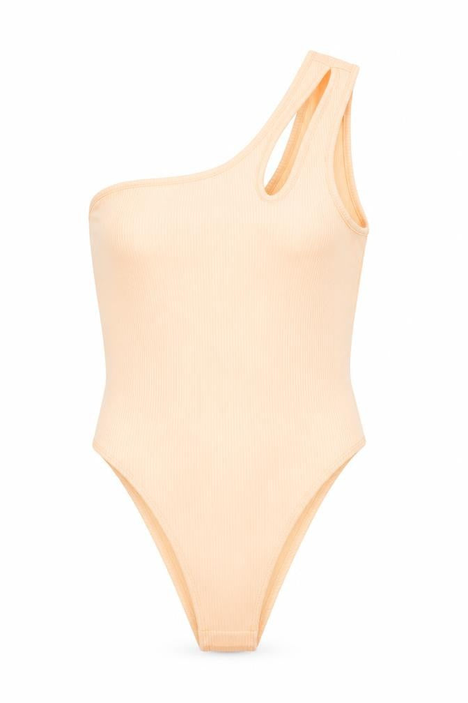 Front view of Divided women’s orange bodysuit one-piece, size S