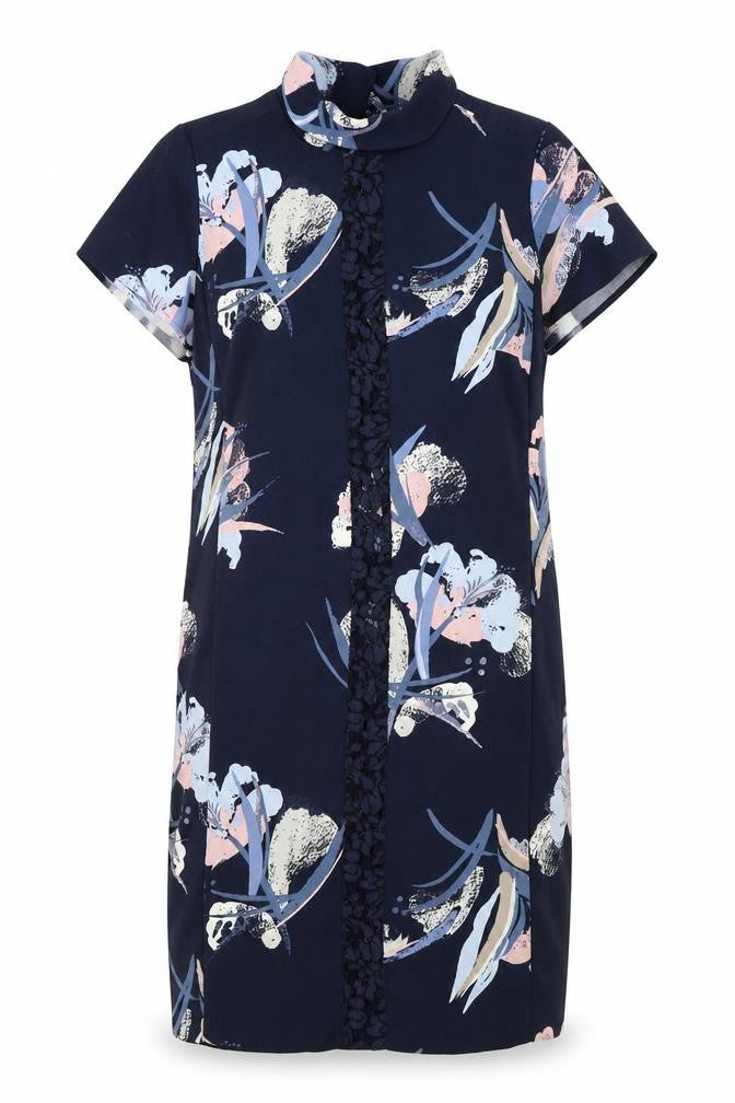 Front view of Next women’s blue floral kaftan, size UK 12