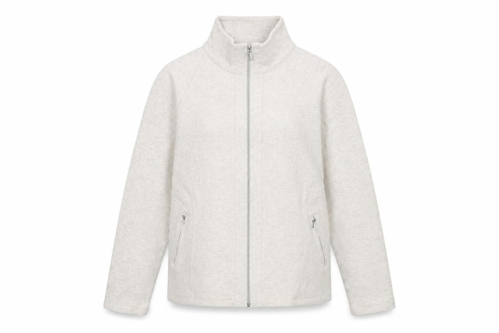 Front view of Kirkland girls’ ivory full zip sweatshirt, size XL