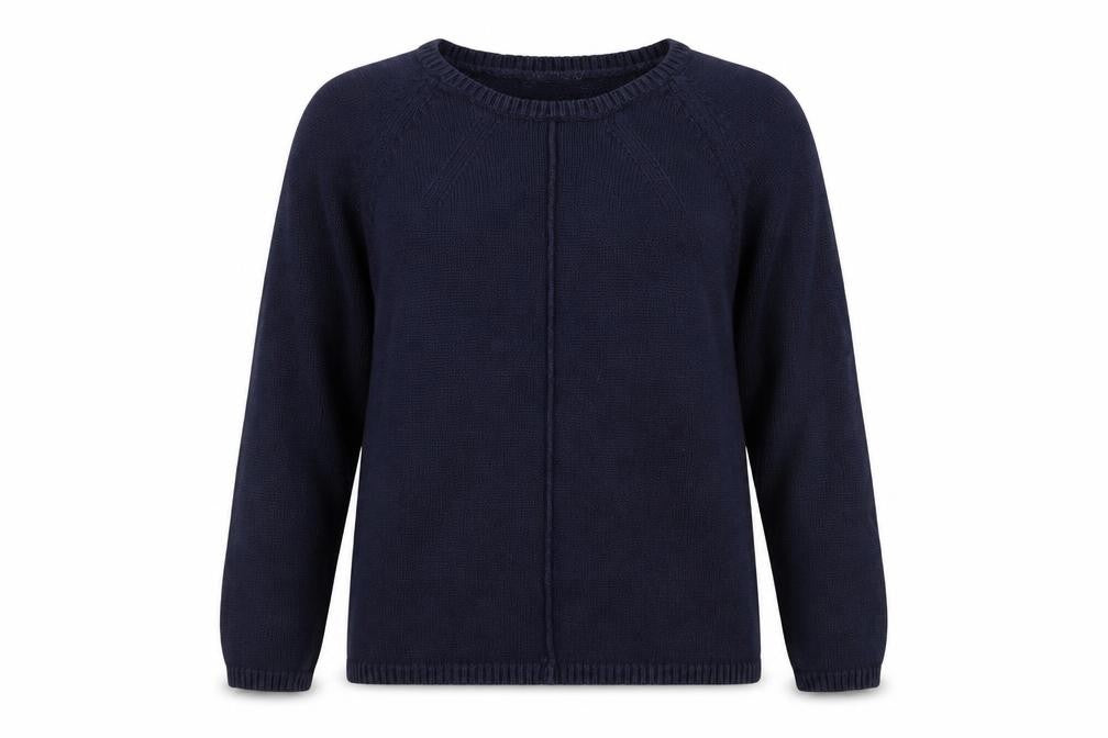 Front view of Marks & Spencer women’s blue knit jumper, size UK 8