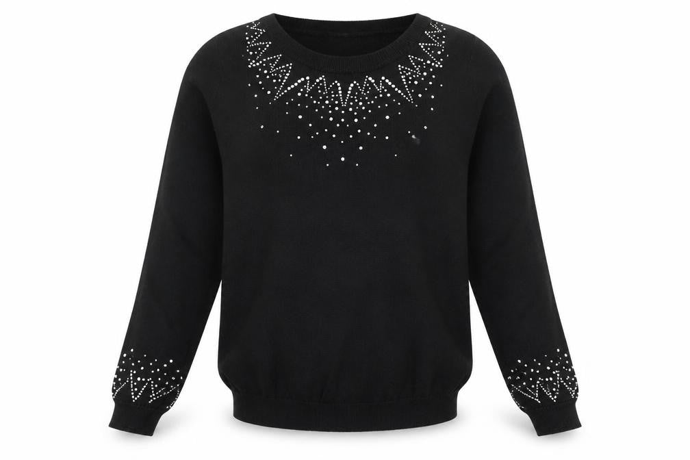 Front view of Dorothy Perkins women’s black knit jumper, size UK 10