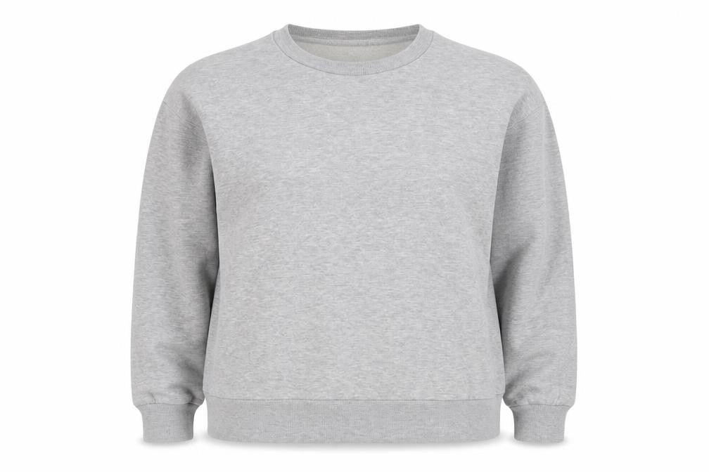 Front view of Primark women’s grey knit pullover sweatshirt, size UK 14
