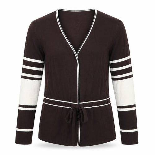 Klass Womens Brown Striped  Cardigan Jumper Size M