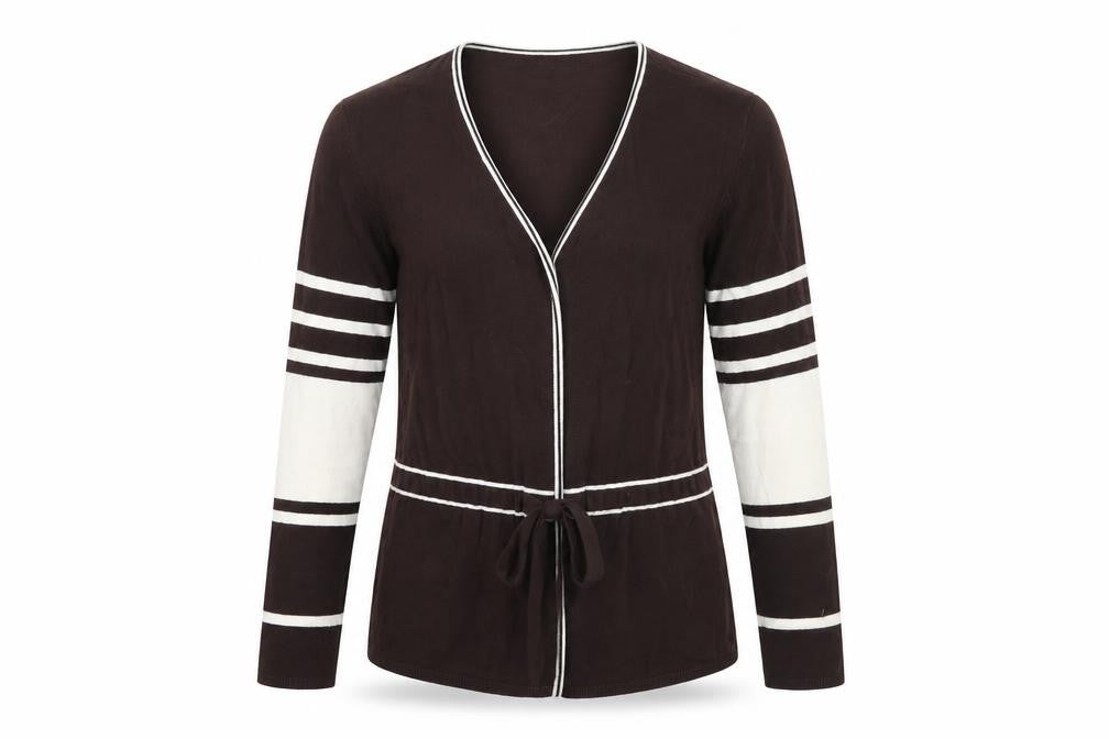 Klass Womens Brown Striped  Cardigan Jumper Size M