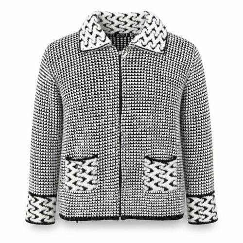 Envy Womens Black Geometric  Cardigan Jumper Size M