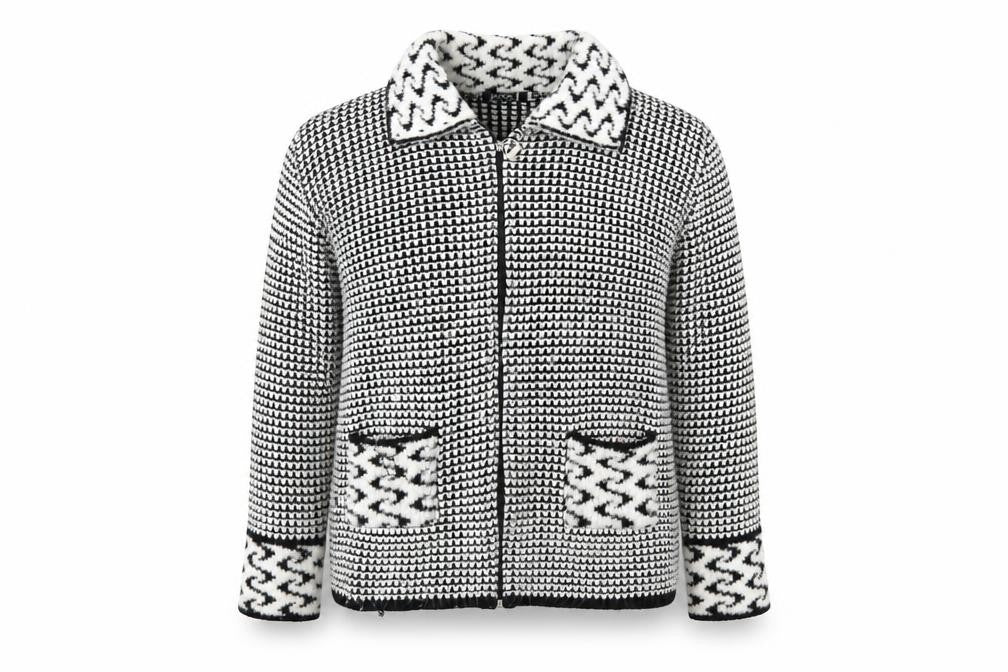 Envy Womens Black Geometric  Cardigan Jumper Size M
