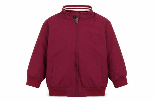 Front view of outfit boys’ red basic coat coat, size 6, years