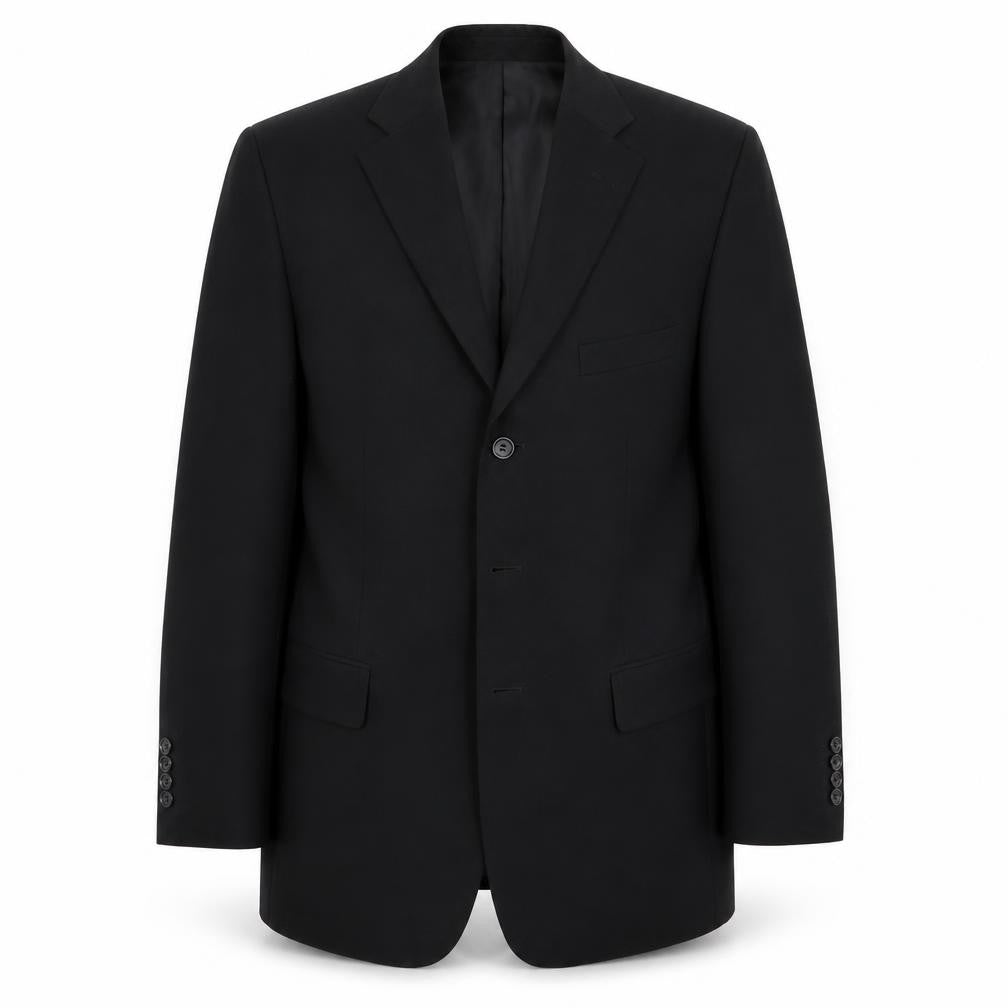 Front view of Greenwoods men’s black jacket blazer, size 40