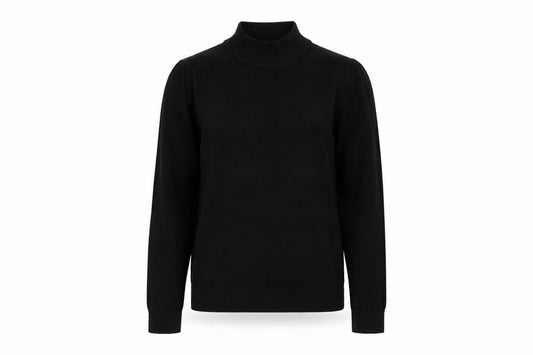 Front view of anne wyburn women’s black basic t-shirt, size UK 10