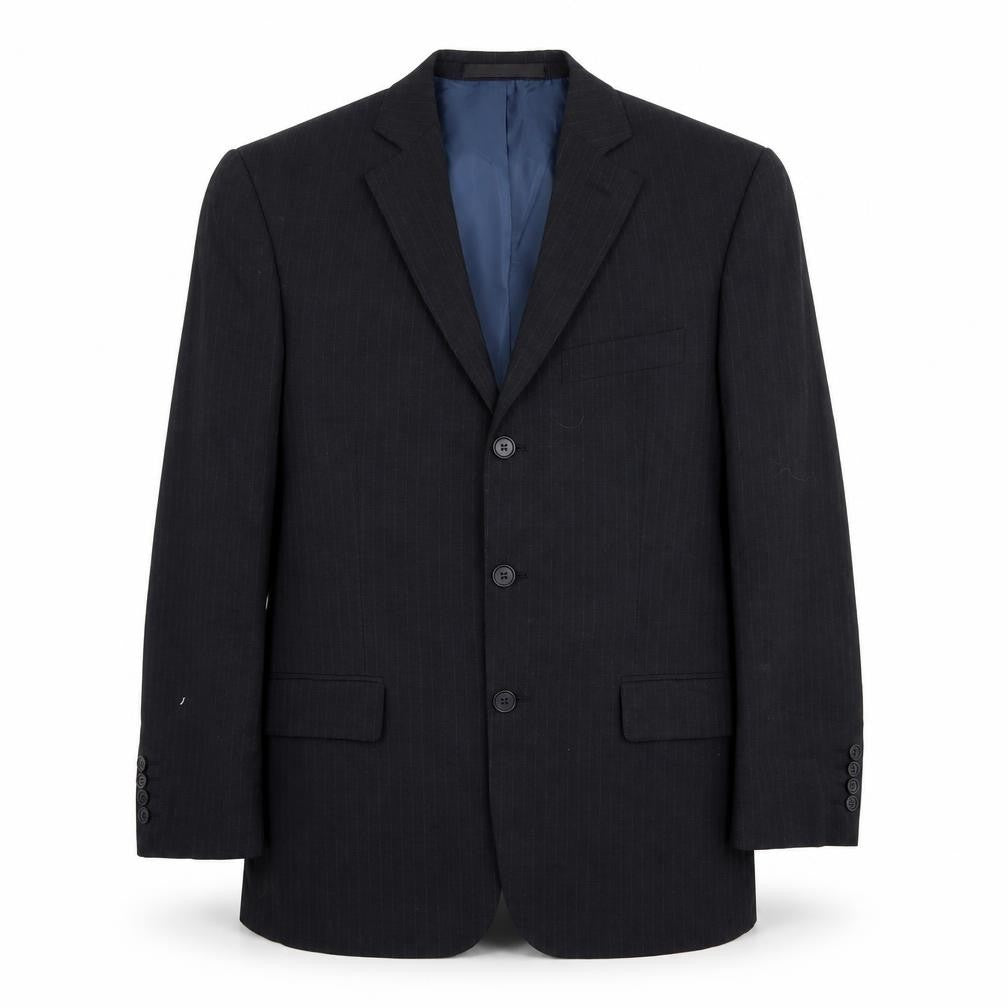 Front view of Marks & Spencer men’s black striped jacket blazer, size 38
