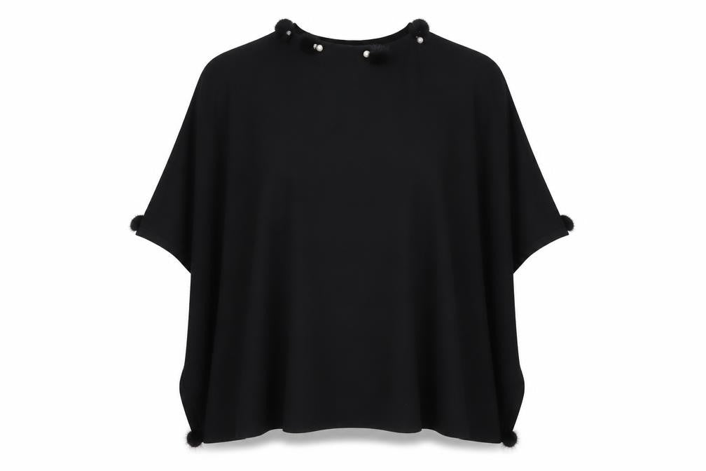 Front view of SWEET MALIA women’s black cape jumper one size
