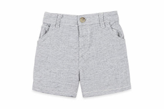 Front view of Matalan boys’ blue capri trousers, size 12-18, months