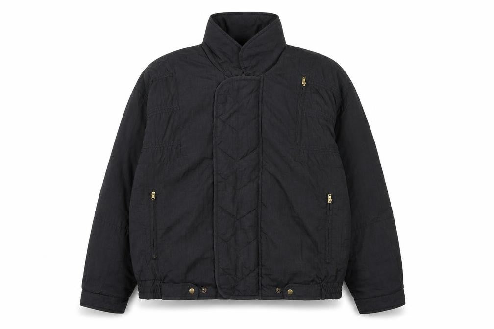 Front view of MATELOT men’s black jacket coat, size L