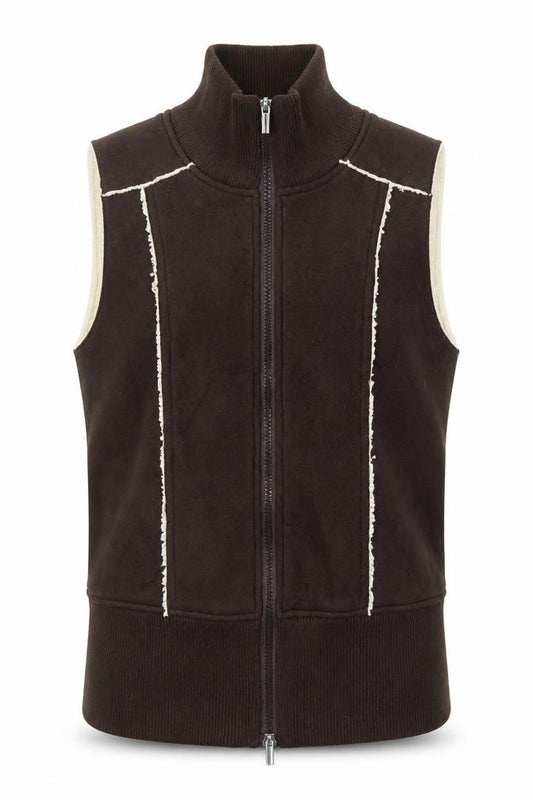 Front view of Primark women’s brown full zip jumper, size UK 12, - gilet