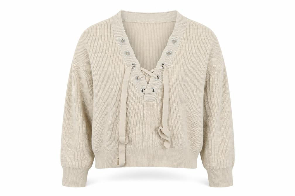 Front view of H&M women’s beige jumper, size L