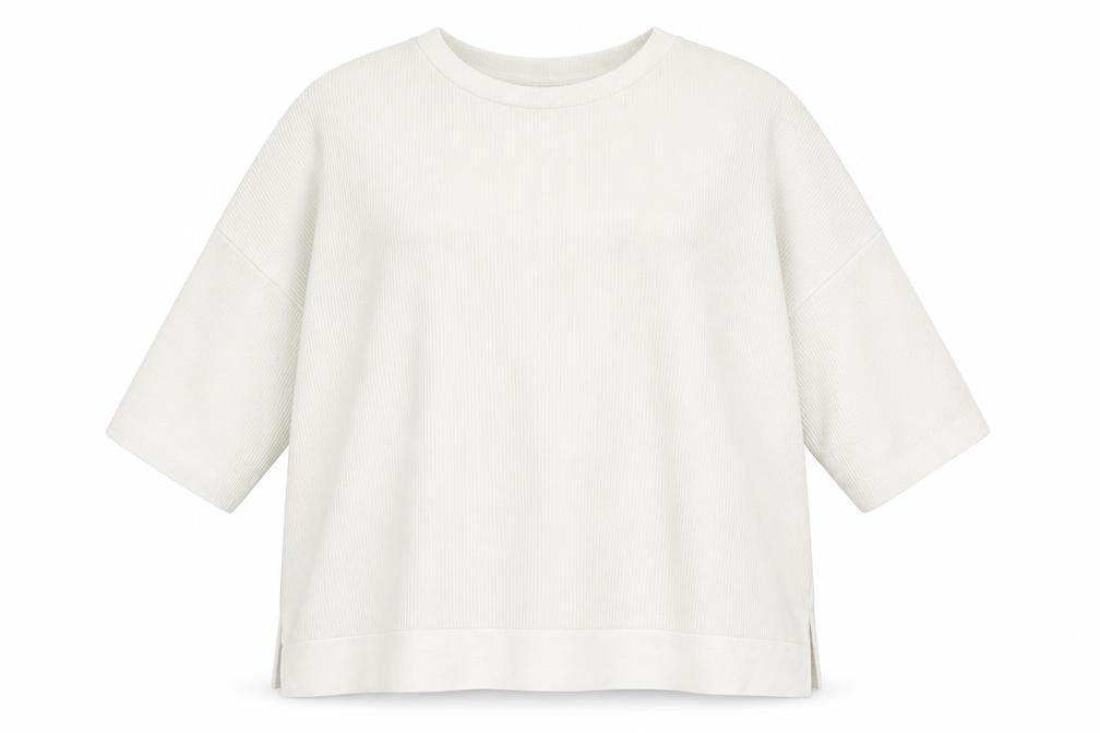 Front view of Primark women’s white knit jumper, size UK 12