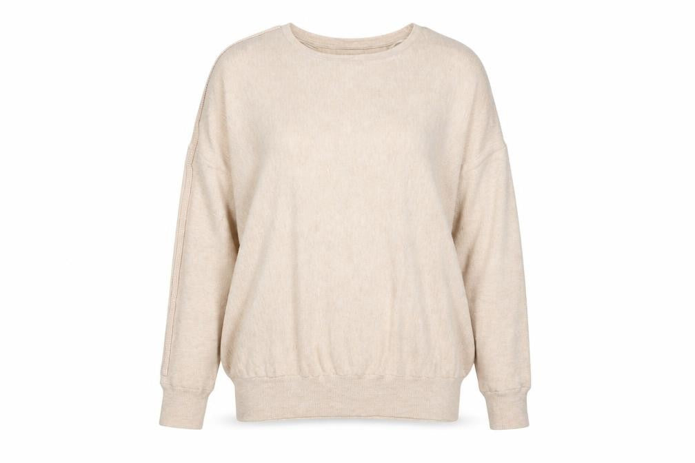 Front view of Primark women’s beige jumper, size XL, - beaded sleeves