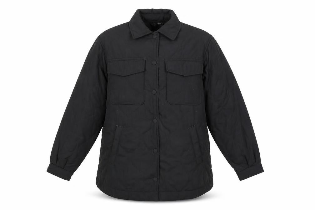 Front view of Divided men’s black windbreaker coat, size S