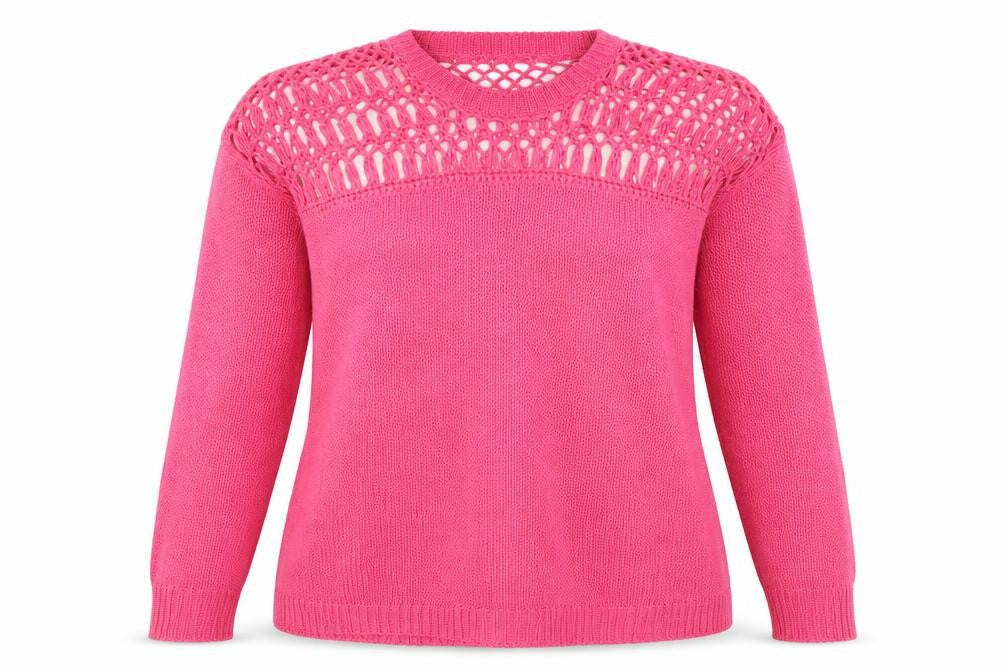 Front view of South women’s pink jumper, size UK 18
