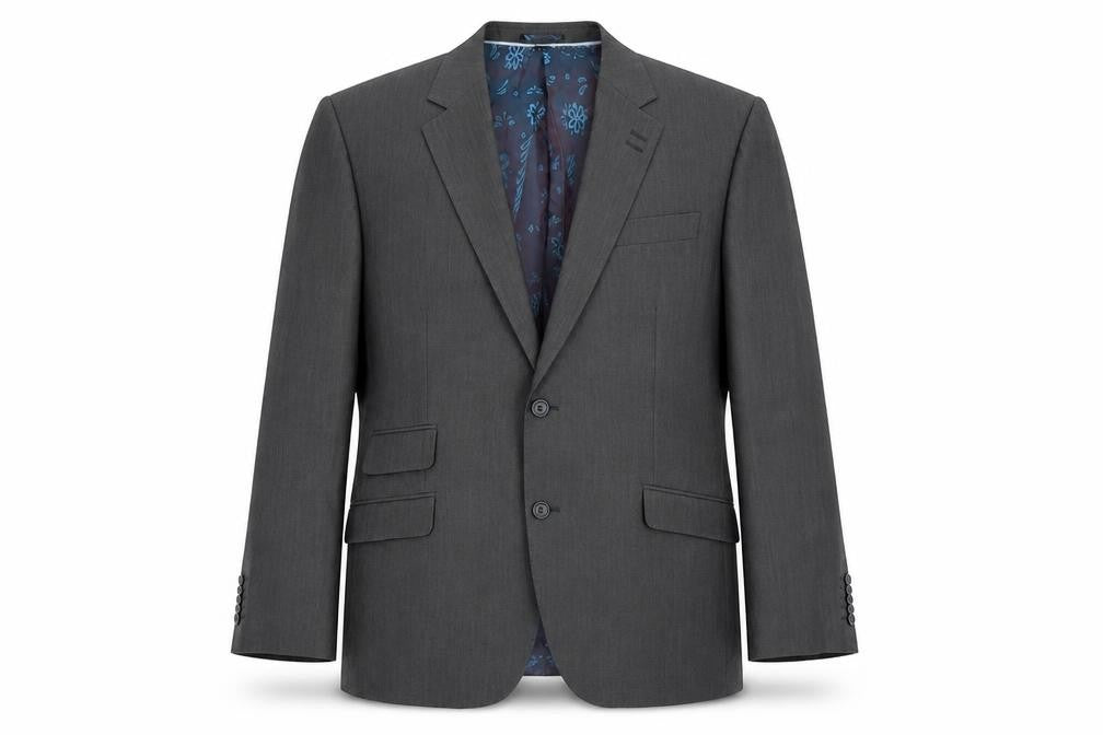Front view of Jacamo men’s grey jacket blazer, size 46