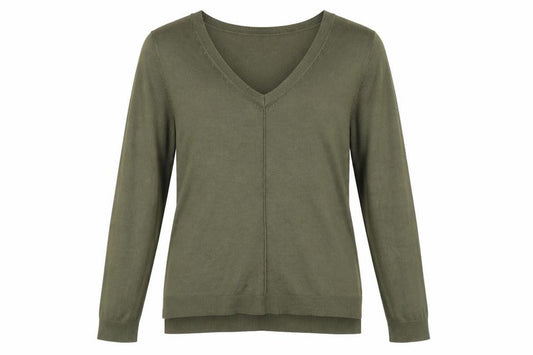 Front view of Atmosphere women’s green jumper, size UK 10