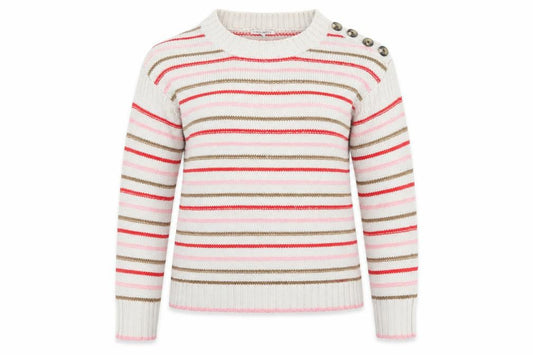 Front view of Next women’s white striped jumper, size S