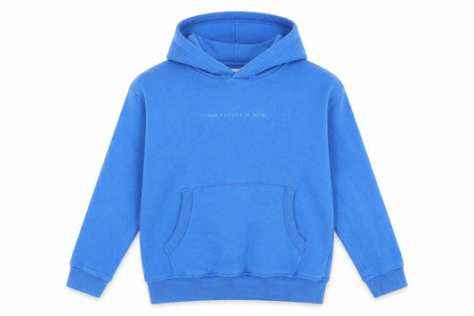 Front view of Next boys’ blue pullover hoodie, size 7, years