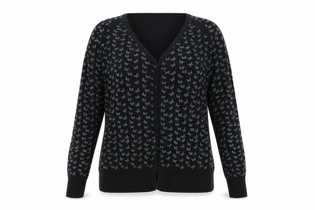 TEXT WOMAN Womens Black  Knit Cardigan Jumper Size L