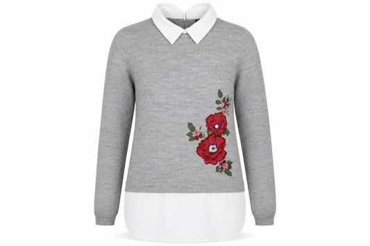 Front view of Select women’s grey jumper, size UK 12
