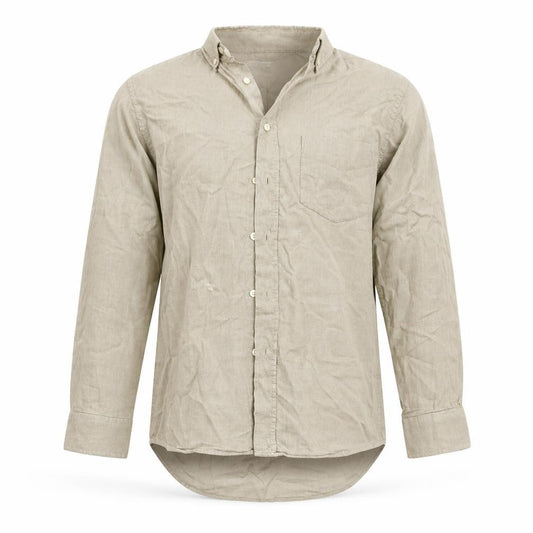 Front view of Marks & Spencer men’s beige button-up, size S
