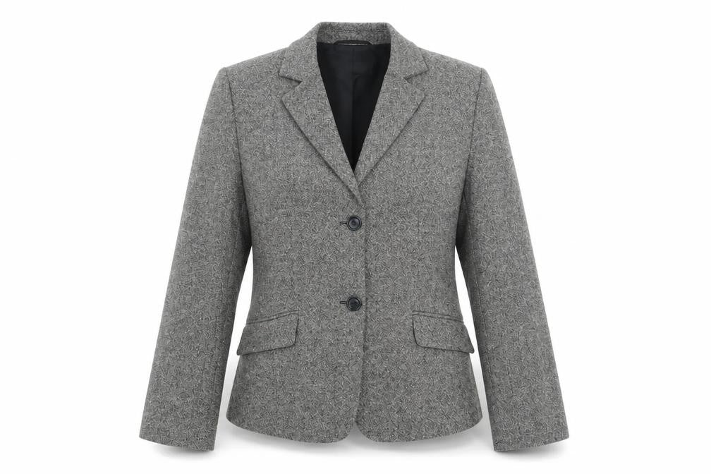 Front view of Franco Callegari women’s grey jacket suit jacket, size UK 10