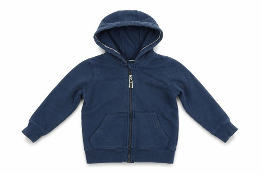 Front view of Tu boys’ blue full zip hoodie, size 2, years