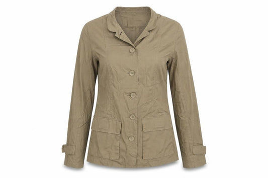 Front view of Todays Woman women’s brown basic button-up, size UK 10, - dragon print