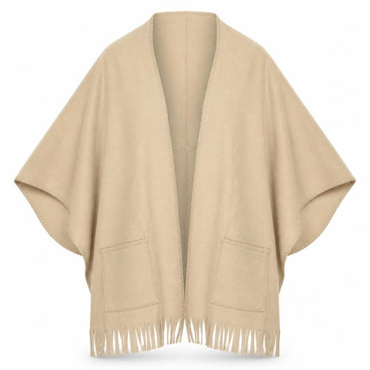 Front view of Preworn women’s beige shawl/wrap