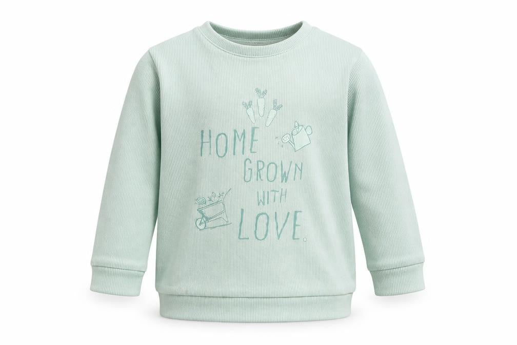 Front view of George Baby Green jumper, size 9-12, Months - Home grown with love
